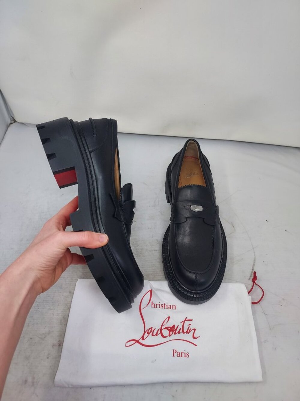 Christian Louboutin MENS Black Chunky Coin Moc College Shoe